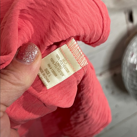 NWT Liberty Love Coral Ruffle Sleeve Blouse IN Lg ➡️ 20”-21” and ⬇️ 22” - Picture 4 of 5